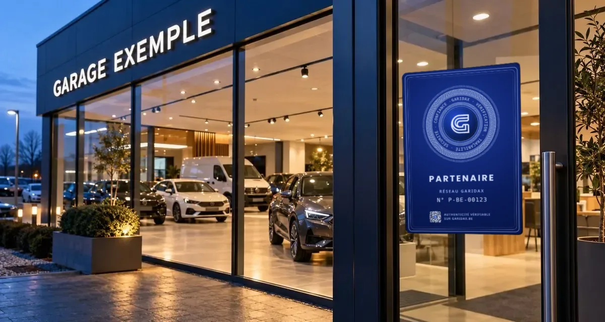 La vitrine d’un garage partenaire GARIDAX (visuel illustratif).